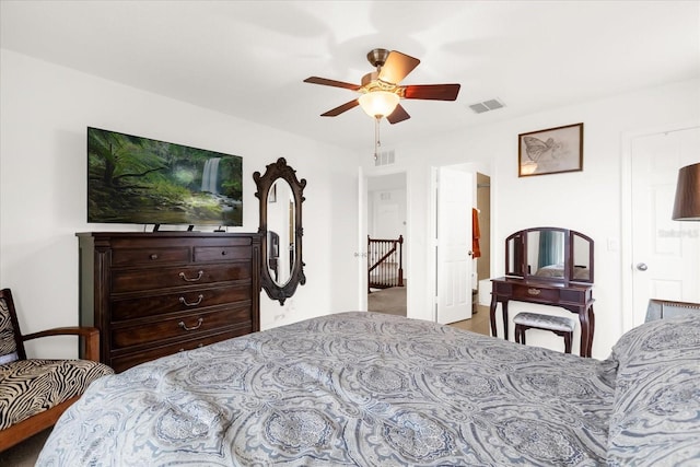 bedroom featuring ceiling fan