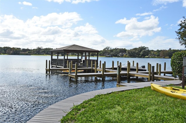 view of dock featuring a water view