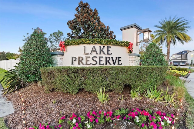 view of community sign