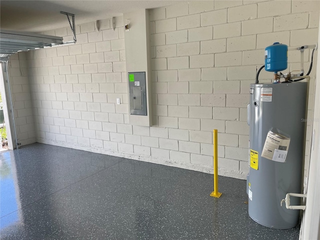 utility room featuring water heater and electric panel