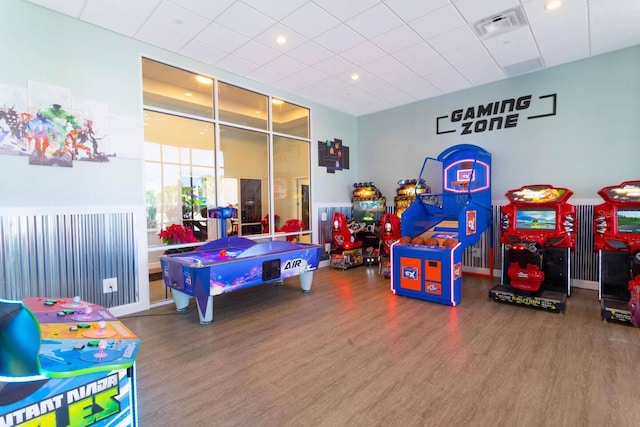 recreation room featuring hardwood / wood-style floors