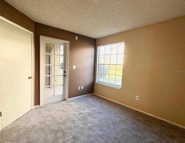 spare room with carpet and a textured ceiling