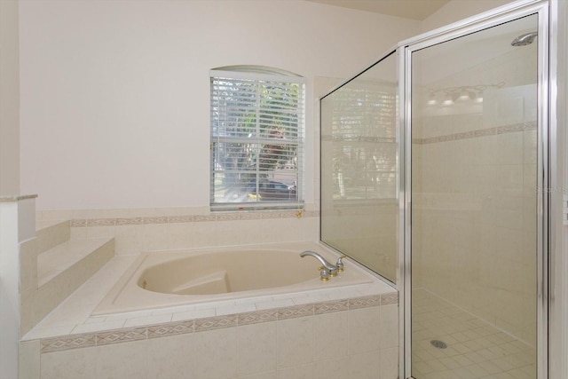 bathroom with plus walk in shower