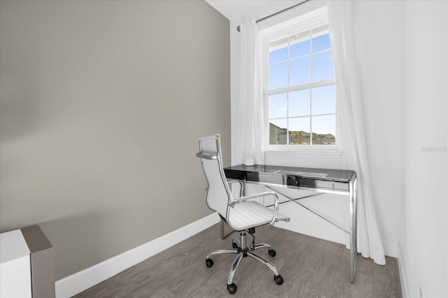 office space featuring wood-type flooring