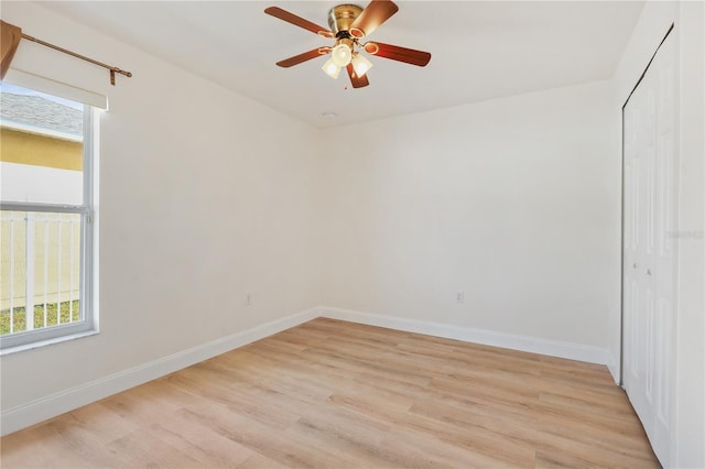 interior space featuring ceiling fan and light hardwood / wood-style floors