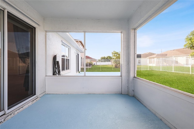 view of unfurnished sunroom