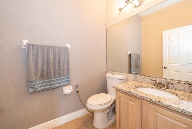 bathroom with tile patterned floors, toilet, and vanity