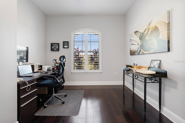 office featuring dark wood-type flooring