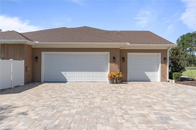 single story home with a garage