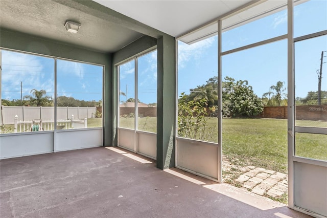 view of unfurnished sunroom