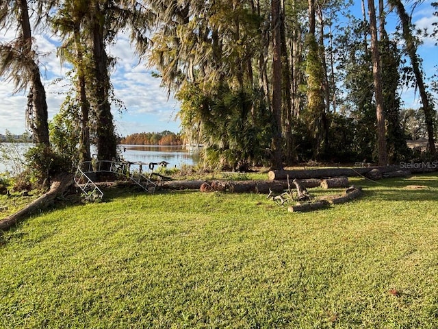 view of yard featuring a water view