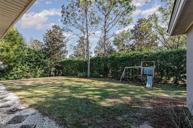 view of yard with a playground