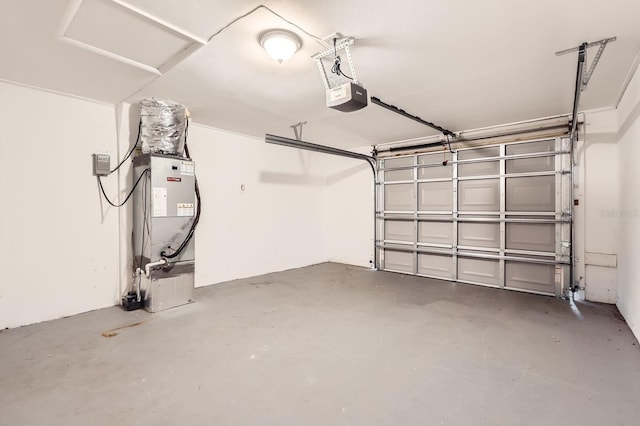 garage with heating unit and a garage door opener