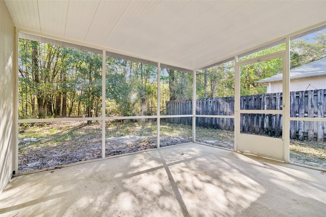 view of unfurnished sunroom