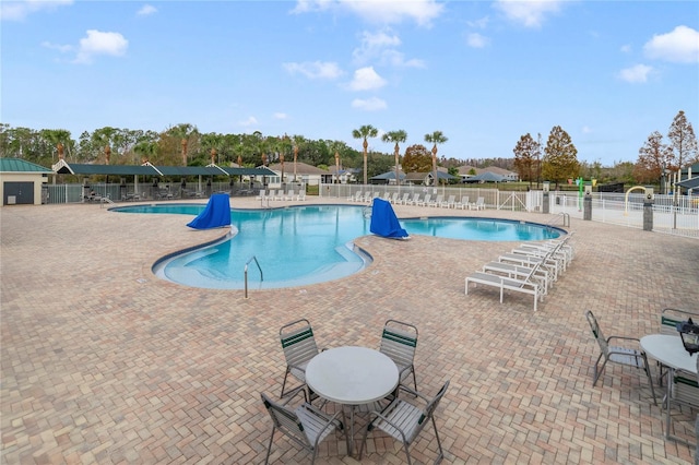 view of pool featuring a patio area