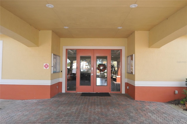 property entrance with french doors