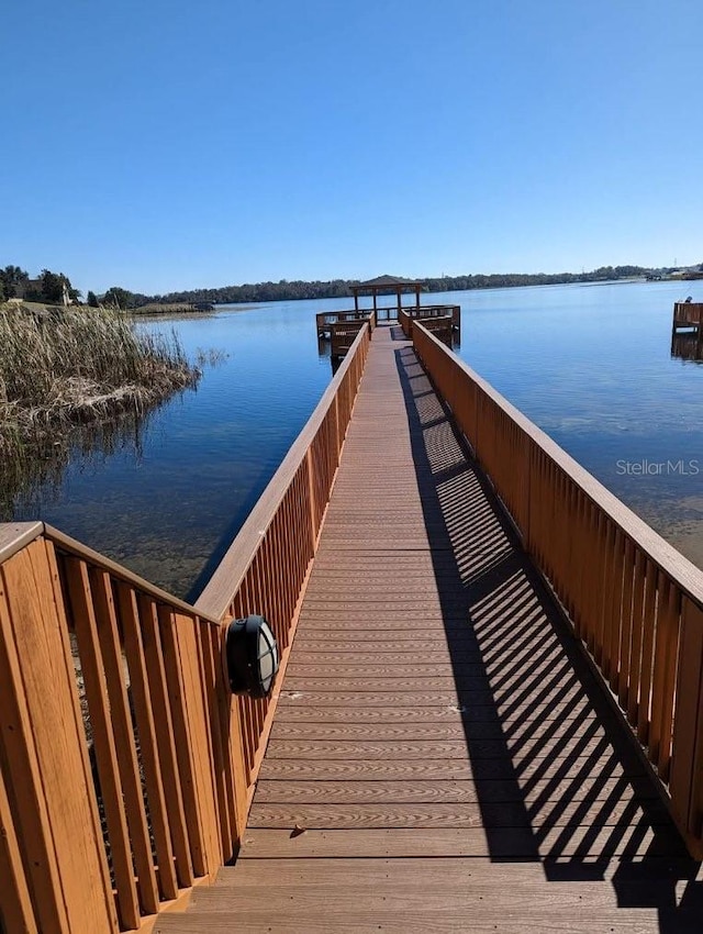 view of dock featuring a water view