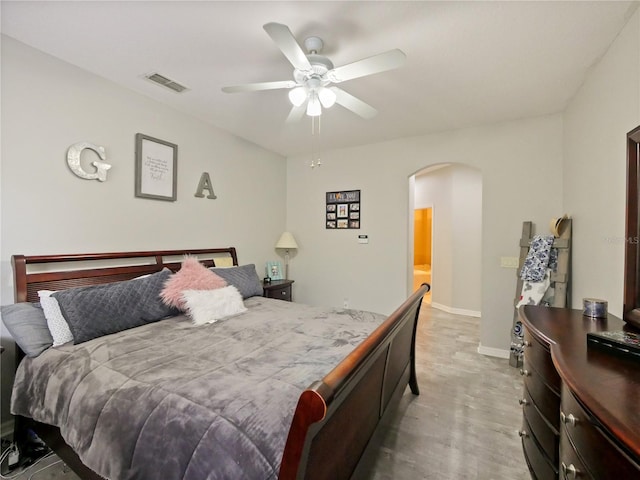 bedroom featuring ceiling fan