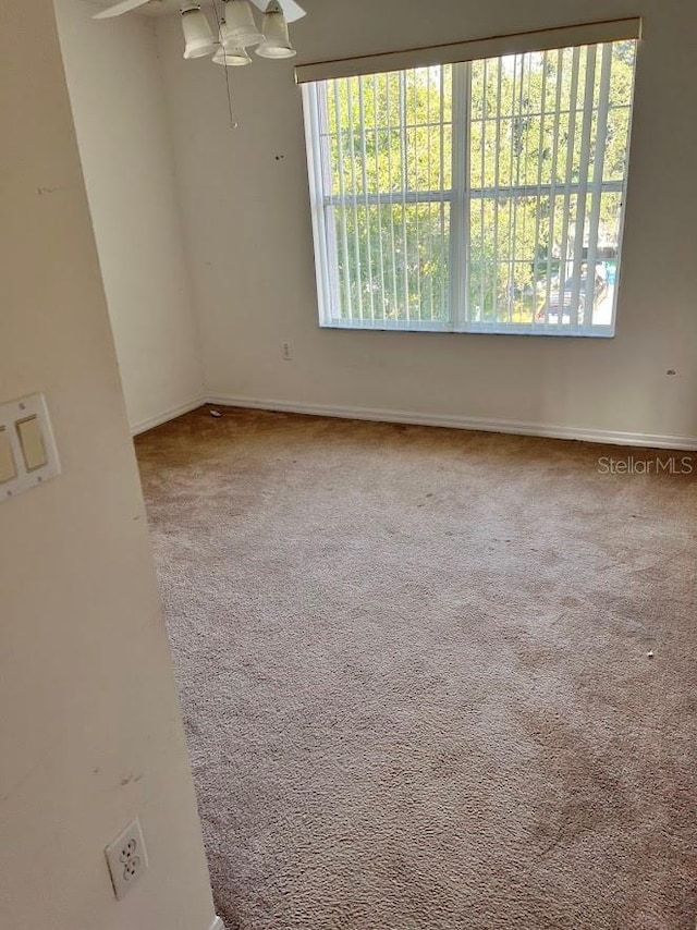 unfurnished room featuring carpet and a wealth of natural light