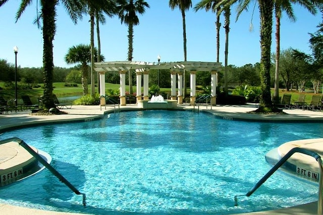 view of pool featuring a pergola