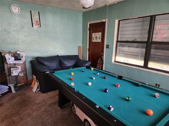 recreation room featuring carpet floors and pool table