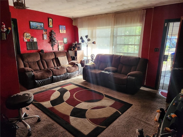 living room featuring carpet floors