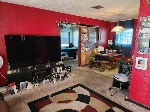 view of carpeted dining room