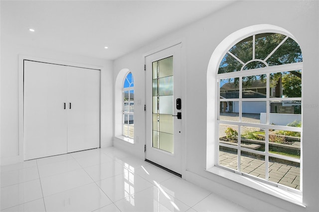 foyer with light tile patterned floors