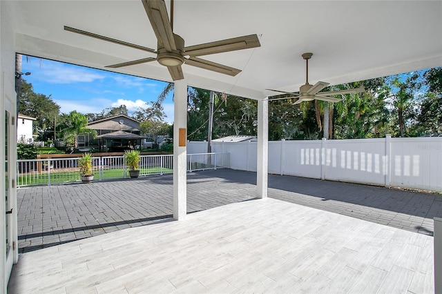 view of patio with ceiling fan