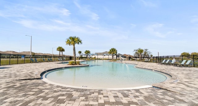 view of pool featuring a patio