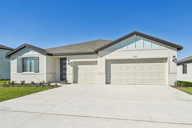 ranch-style home featuring a garage