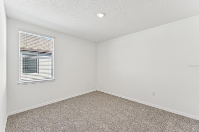 spare room featuring a textured ceiling and carpet