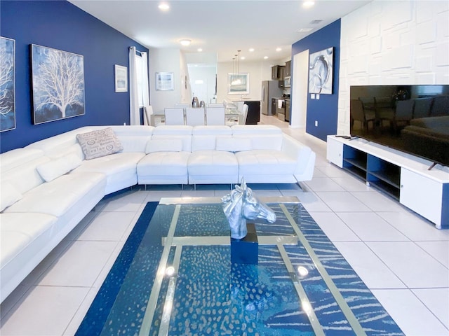 view of tiled living room