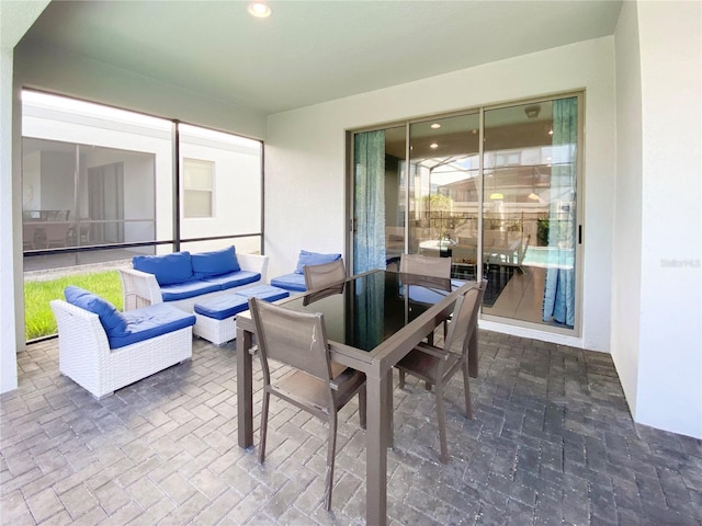 view of patio with an outdoor hangout area