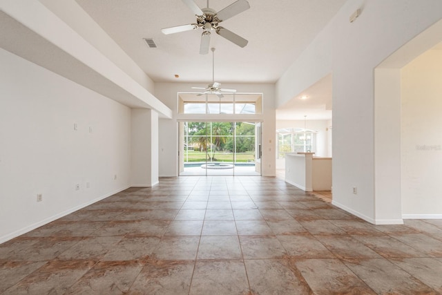 interior space featuring ceiling fan