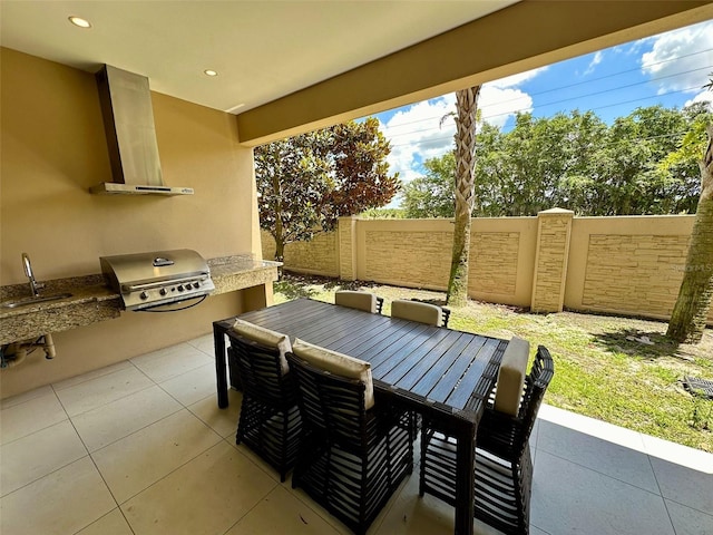 view of patio featuring grilling area and an outdoor kitchen