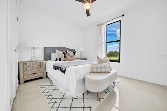 bedroom featuring ceiling fan