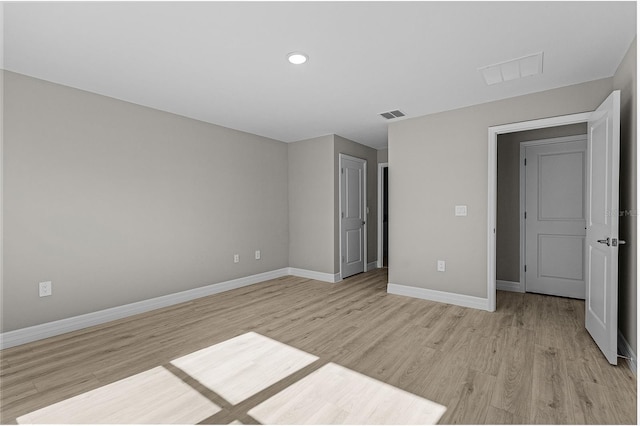 unfurnished bedroom featuring light hardwood / wood-style flooring