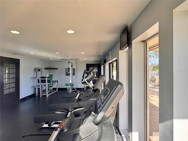 exercise room with a wealth of natural light