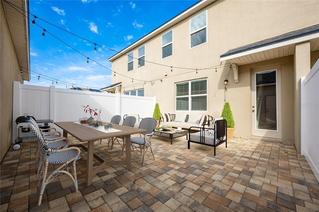 view of patio featuring outdoor lounge area