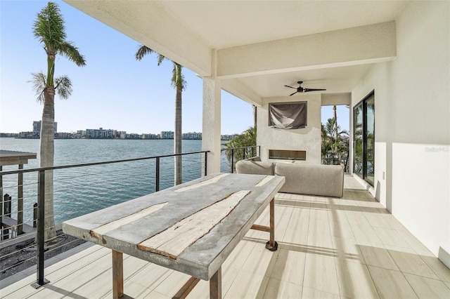 view of dock with a balcony