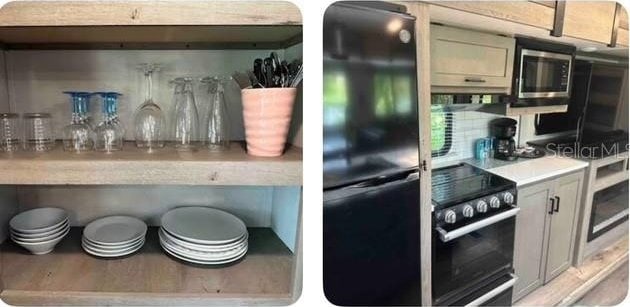 kitchen with black appliances