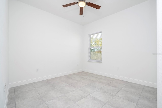 spare room featuring ceiling fan