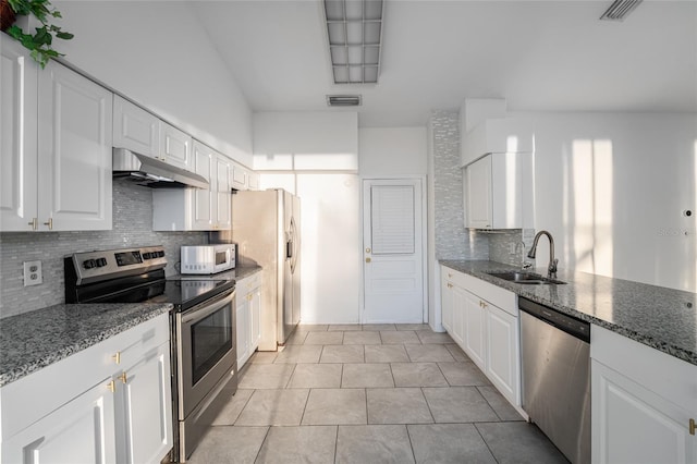 kitchen featuring white cabinetry, sink, and stainless steel appliances