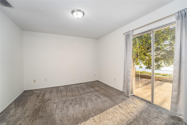 spare room with carpet and a textured ceiling