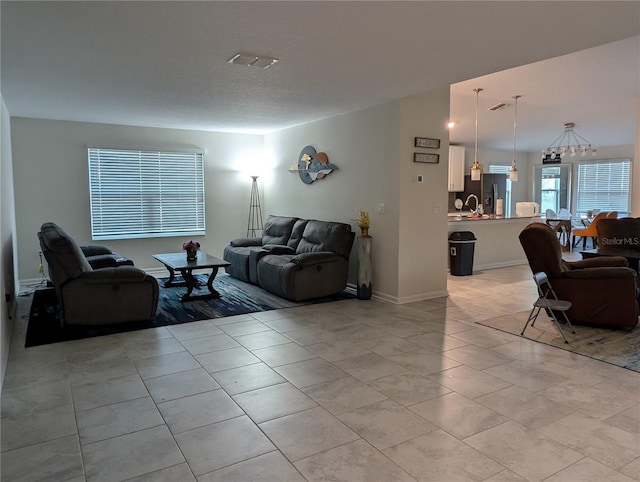 view of tiled living room