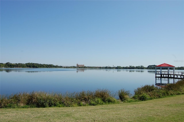 view of dock featuring a water view