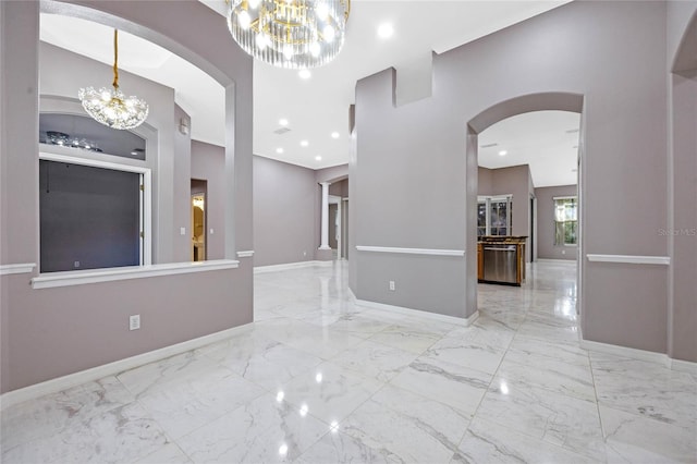 interior space with a notable chandelier