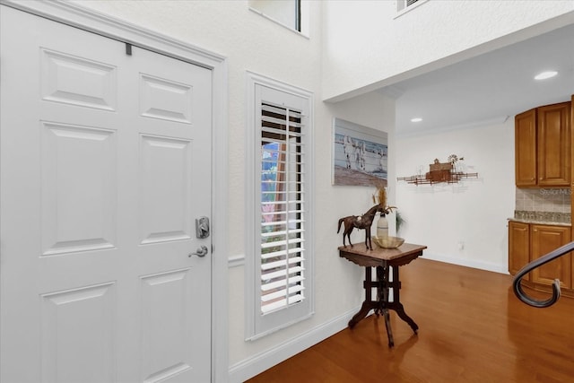 foyer featuring hardwood / wood-style floors