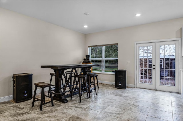 dining space with french doors